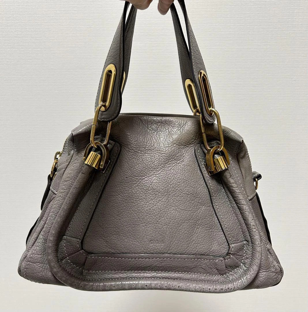 CHLOE Paraty Bag Handbag Gray Used From Japan Without Shoulder Used Leather | eBay AU