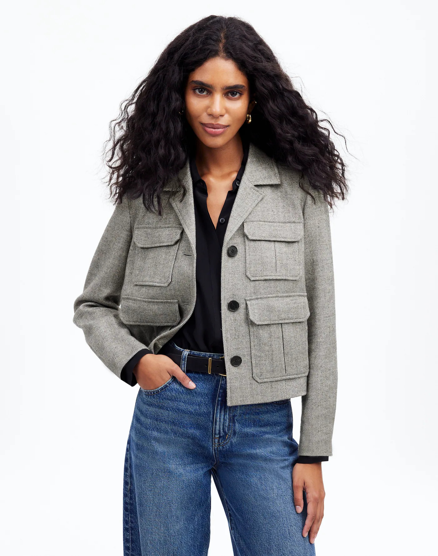 Flap-Pocket Field Jacket in Herringbone | Madewell