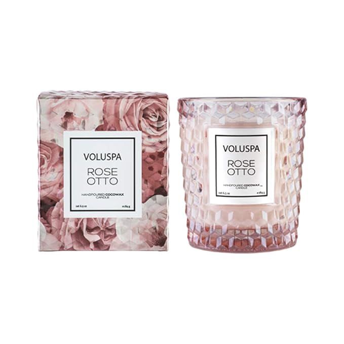 Voluspa Rose Otto Candle | Classic Textured Glass | 6.5 Oz. | 40 Hour Burn Time | Coconut Wax and... | Amazon (US)