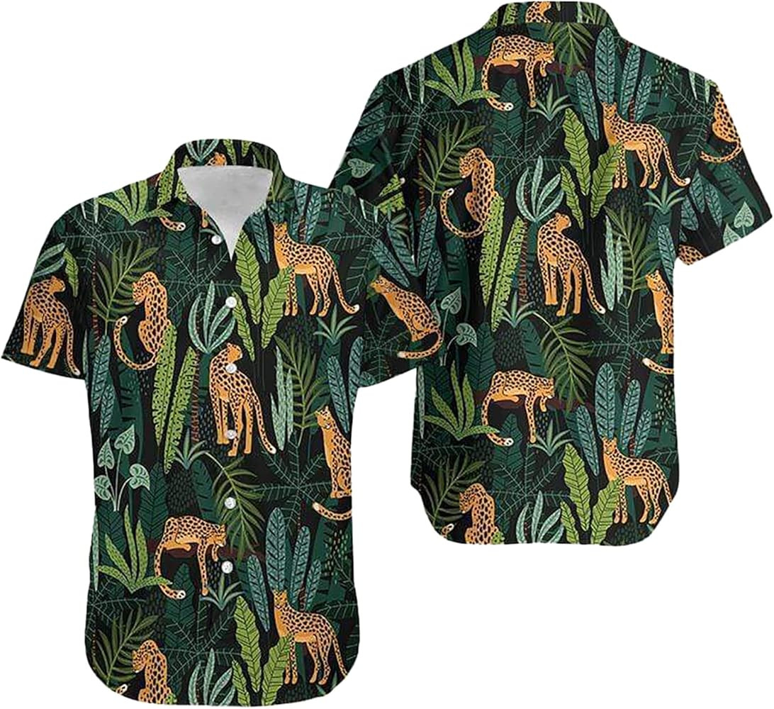 Jaguar Tropical Jungle Hawaii Shirts, Soft Hawaii Shirt, 3D Hawaiian Aloha Shirt, Hawaii Shirt fo... | Amazon (US)