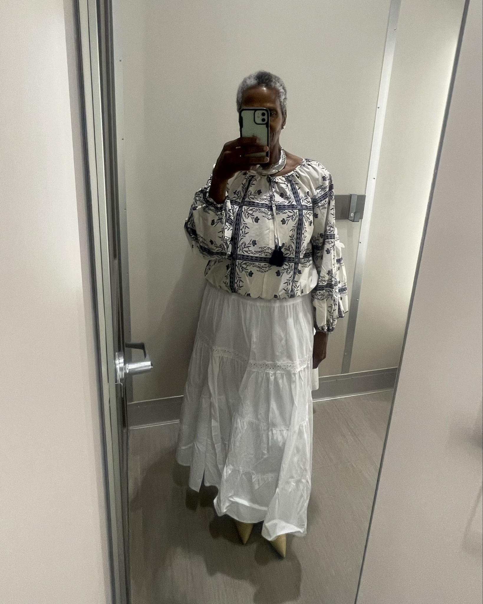 Western style maxi skirts from Wildfable target paired with this classic balloon sleeve tied front top from A New Day also target 