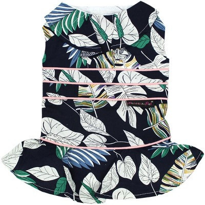 Parisian Pet 'Palm Leaves Dress' Dog & Cat T-Shirt – Comfortable Stylish Summer Dog Dress – Green, White  L | Target