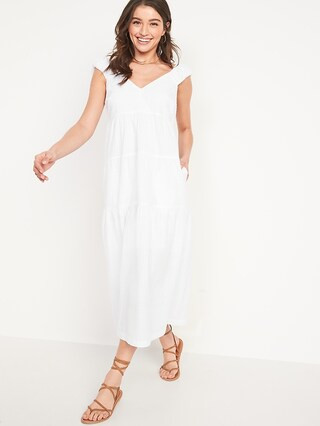 Fit & Flare Tiered Seersucker All-Day Maxi Dress for Women | Old Navy (US)