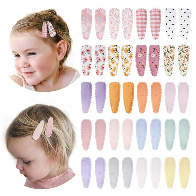 40 Pcs Girl Hair Clips Floral Print Toddler Hair Clips Non Slip Wrapped Snap Hairpins for Kids Ba... | Amazon (US)