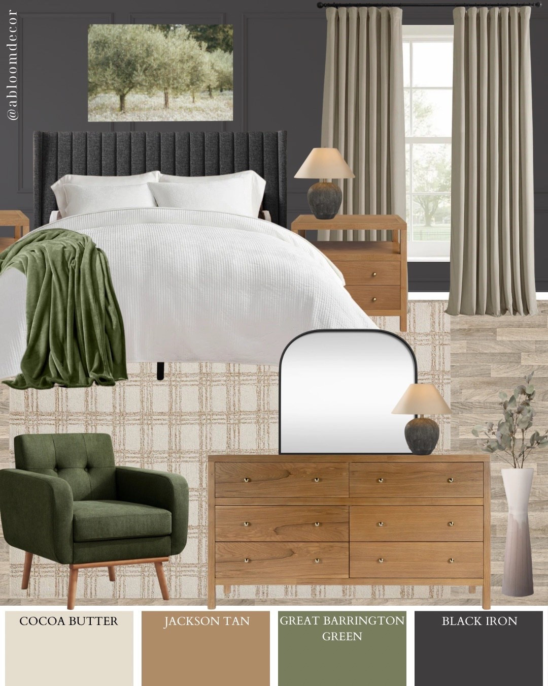 Moody Green & Charcoal Master Bedroom Design Idea

#LTKHome