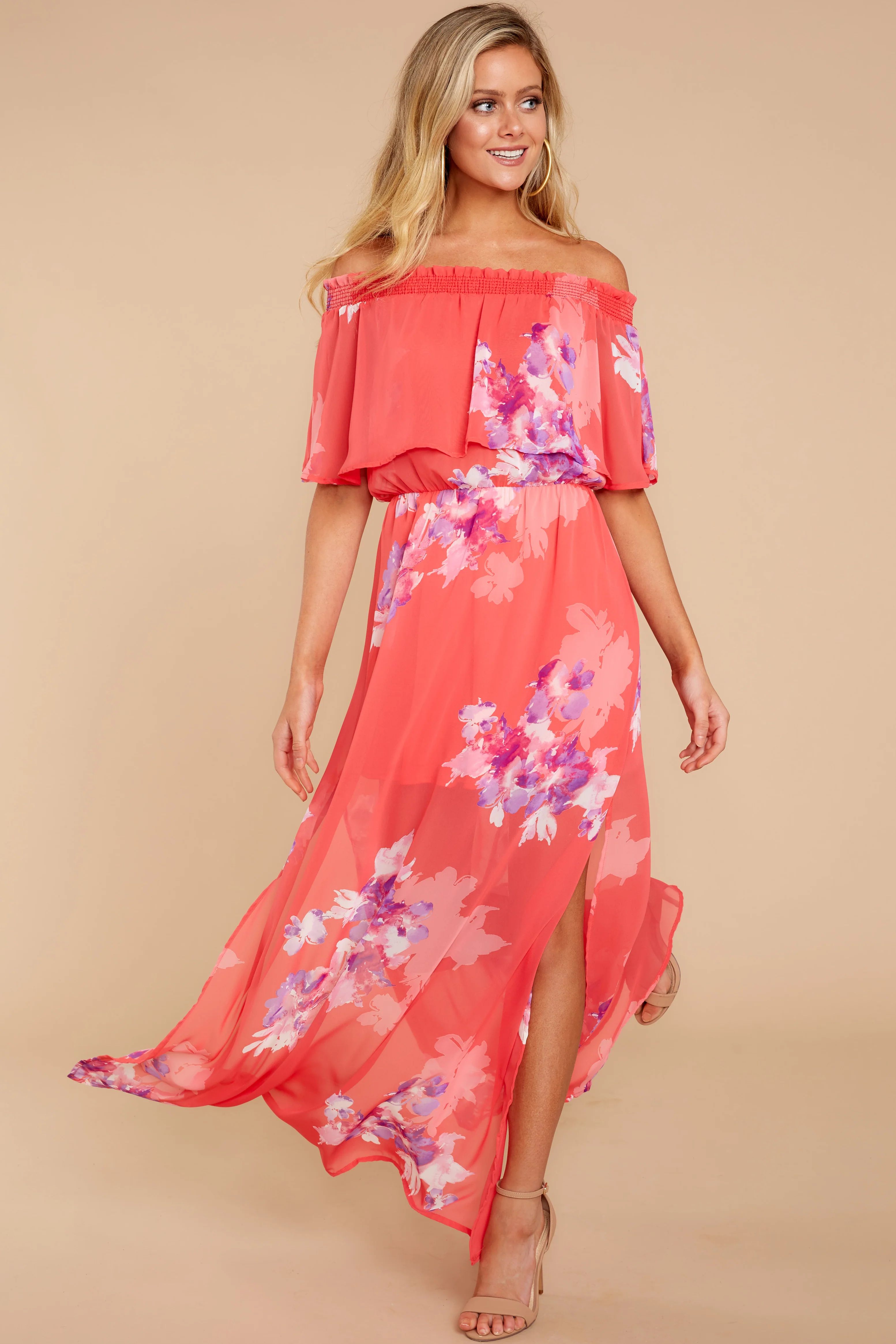 Meet Me There Pink Floral Print Maxi Dress | Red Dress 