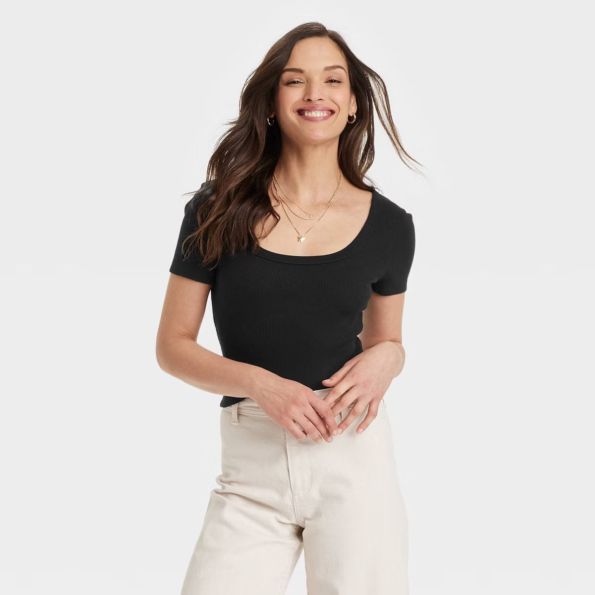 Women's Shrunken Short Sleeve Scoop Neck T-Shirt - Universal Thread™ | Target