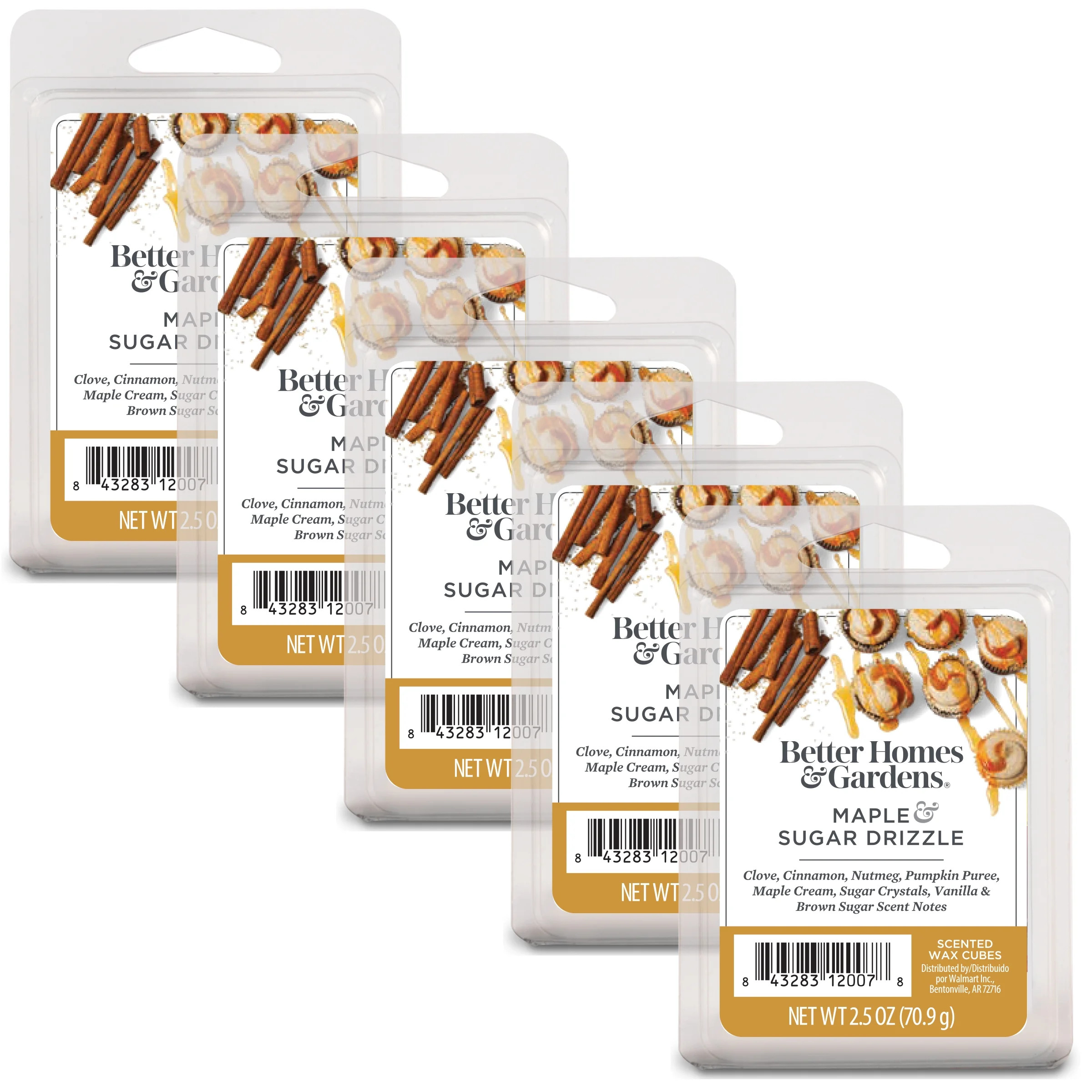 Maple Sugar Drizzle Scented Wax Melts, Better Homes & Gardens, 2.5 oz (5-Pack) | Walmart (US)