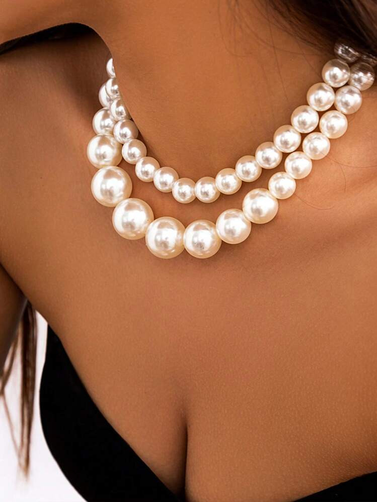 1pc New Designed Multi-Layer Pearl Chain Necklace, Personal Elegant Premium Choker For Women | SHEIN