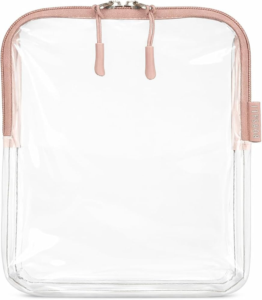 BORSALI TSA Approved Toiletry Bag - Clear Quart Size for 3-1-1 Carry On Travel - Makeup Organizer... | Amazon (US)