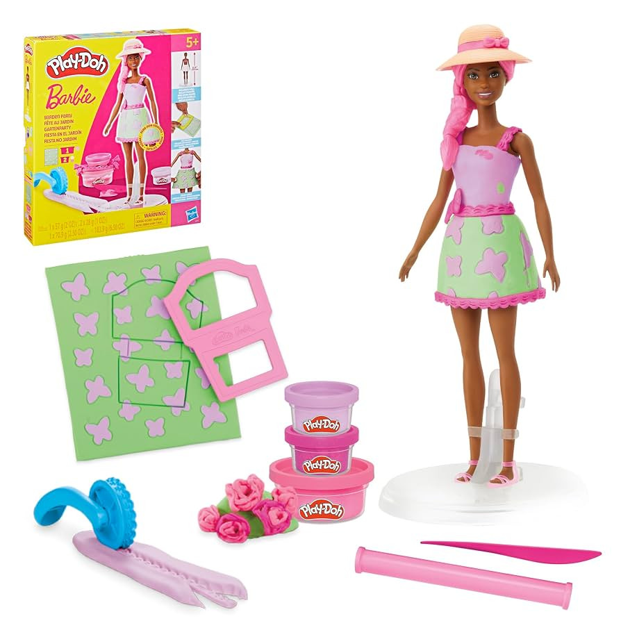 PLAY-DOH Barbie Garden Party Designer Doll, Make Doll Clothes with Modeling Compound & 10 Fashion... | Amazon (US)