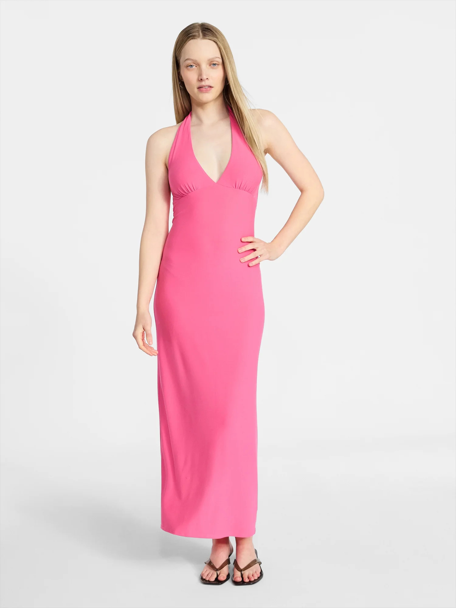 No Boundaries Halter Maxi Dress, Women's & Women's Plus Sizes XXS-4X | Walmart (US)