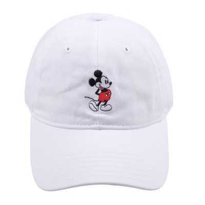 Disney Adult Mickey Mouse Embroidered Cotton Adjustable Dad Hat White One Size | Target