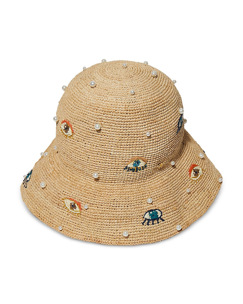 Lele Sadoughi Evil Eye Embroidered Raffia Bucket Hat | Bloomingdale's (US)