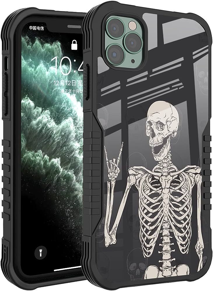 Amazon.com: iPhone 14 Pro Max Case, Rock and Roll Skull Skeleton Bone Love Music Halloween Design... | Amazon (US)