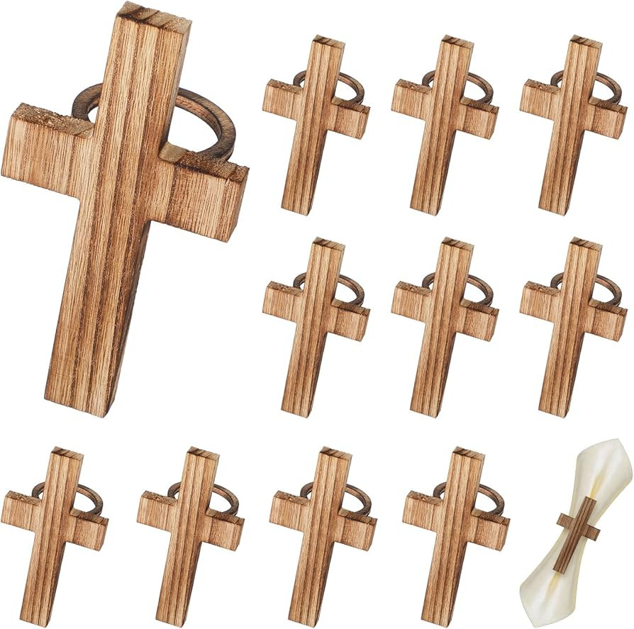 12 Pcs Easter Wooden Crosses Napkin Rings Holders Rustic Religious Serviette Buckles Decorations ... | Amazon (US)