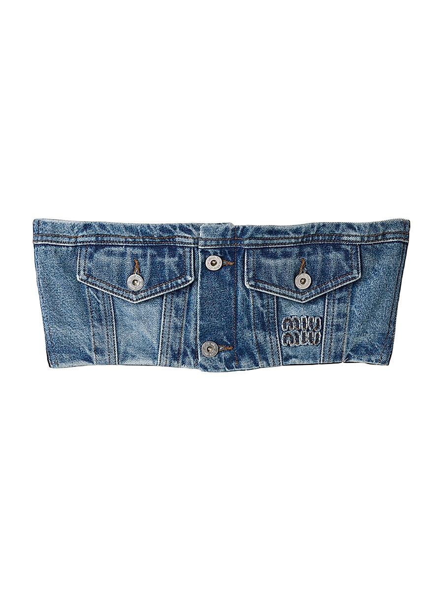 Women's Washed Denim Bandeau Top - Blue - Size 4 | Saks Fifth Avenue