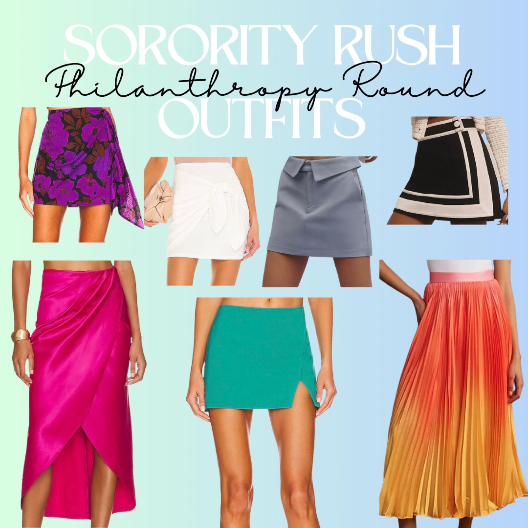 Perfect statement skirts/skorts to wear for philanthropy round of rush! Shop some of my favorite picks from shops like Revolve and Anthropologie! A lot of these pieces are on sale 😉 !!!!

#LTKStyleTip #LTKSummerSales #LTKSeasonal