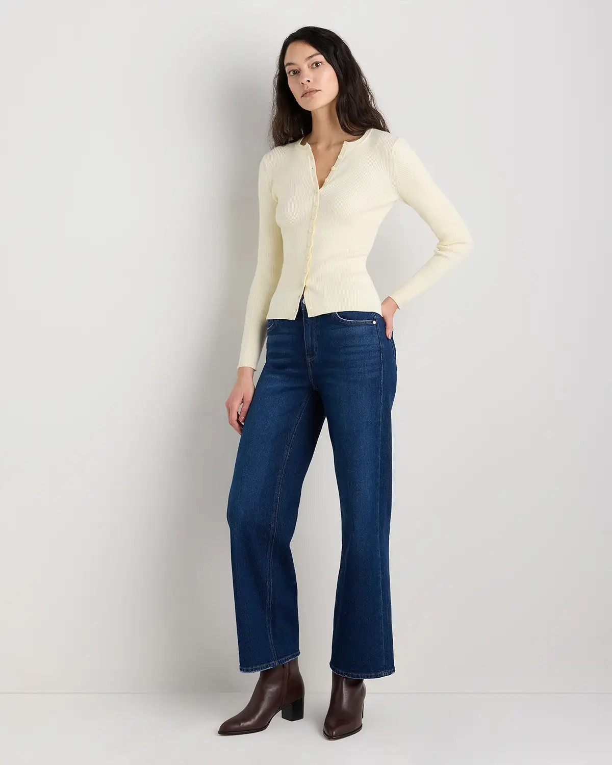 Cotton Cashmere Fitted Ribbed Cardigan | Quince