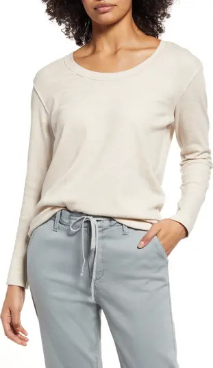 Scoop Neck Long Sleeve Raw Edge Thermal Top | Nordstrom