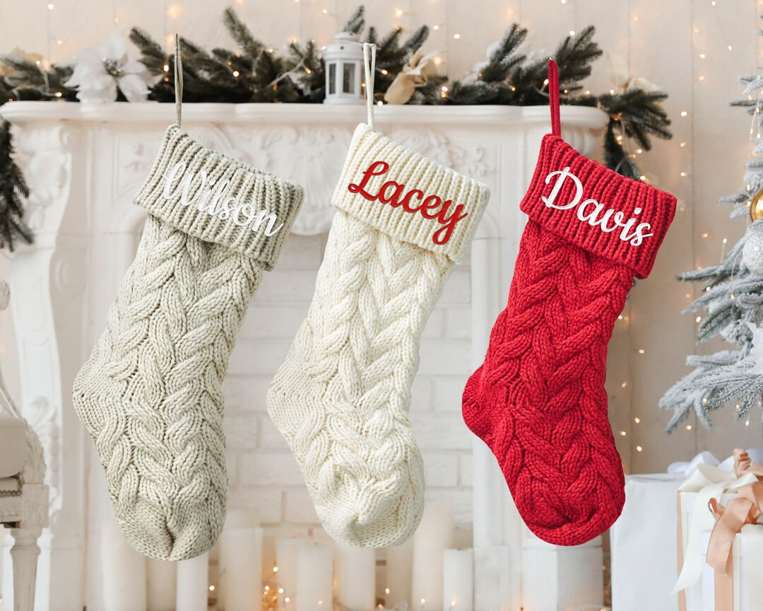 Customized Stockings For Christmas | Custom Name Stocking for Him/Her | Knit Christmas Stockings ... | Etsy (US)