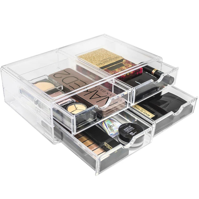 4-Drawer Cosmetic Acrylic Organizer, Stackable, Large in Clear | Wayfair North America