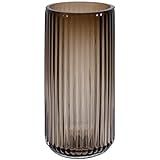 Dinyeo Small Cylinder Ribbed Brown Glass Flower Vase for Farmhouse Dining Table Centerpieces Deco... | Amazon (US)