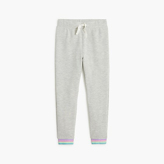 Girls' sweatpant with rainbow cuffs | J.Crew Factory