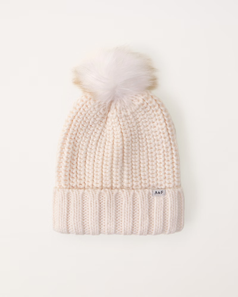 cable-knit pom beanie | Abercrombie & Fitch (US)