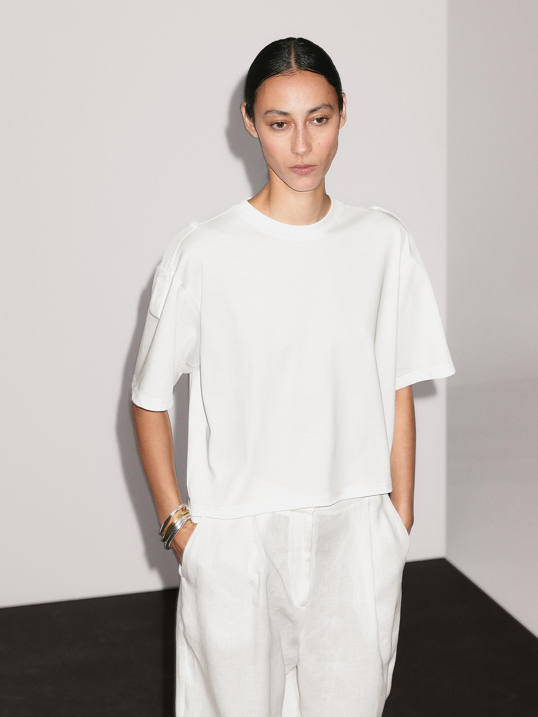 Linen blend darted palazzo trousers | Massimo Dutti US