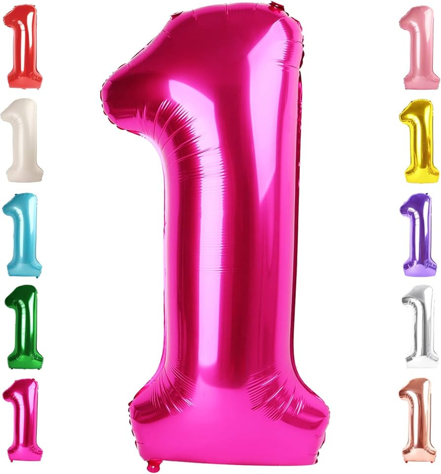 1 Balloon Number 40 Inch Hot Pink Party Decorations, One Balloon 1st Birthday, Huge Giant Balloon... | Amazon (US)
