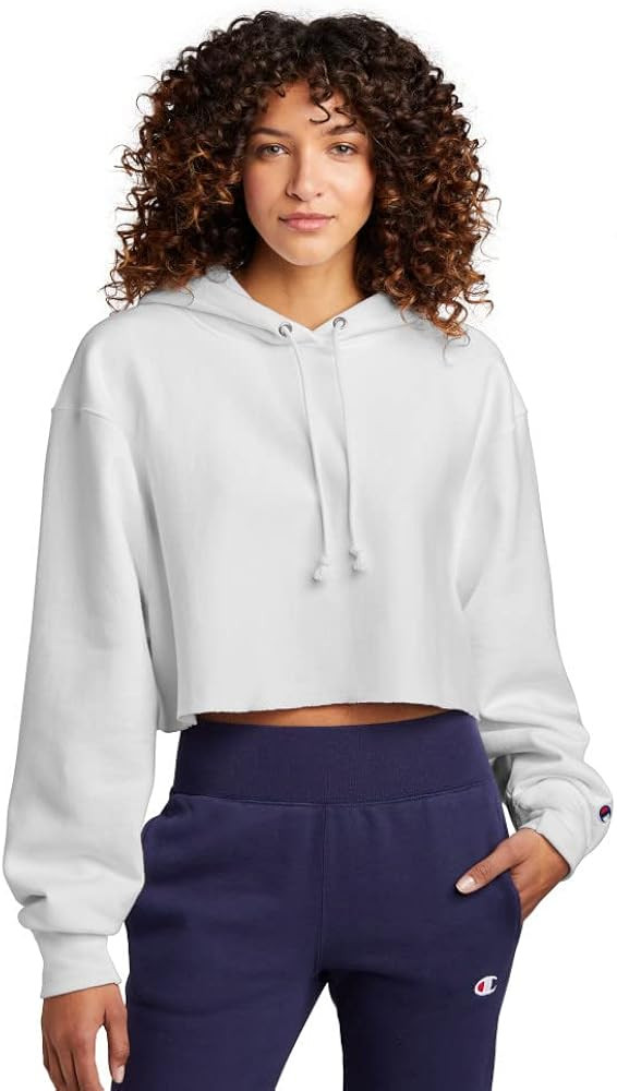 Champion Women's Reverse Weave Cropped Cut-Off Sweatshirt RW01W M White | Amazon (US)
