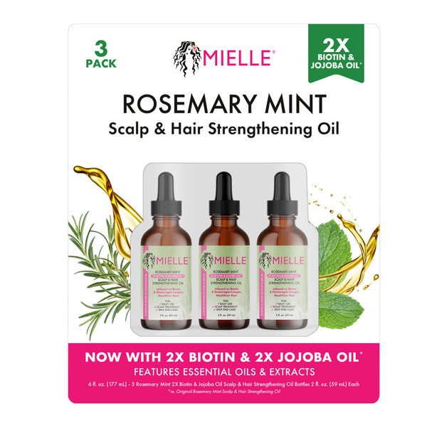 Mielle Rosemary Mint Scalp & Hair Strengthening Oil, 2 fl oz, 3-pack | Mielle