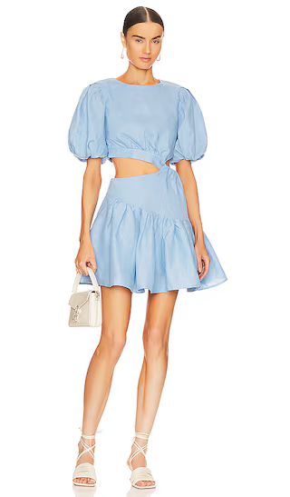 Mimi Linen Mini Dress in Cornflower | Revolve Clothing (Global)