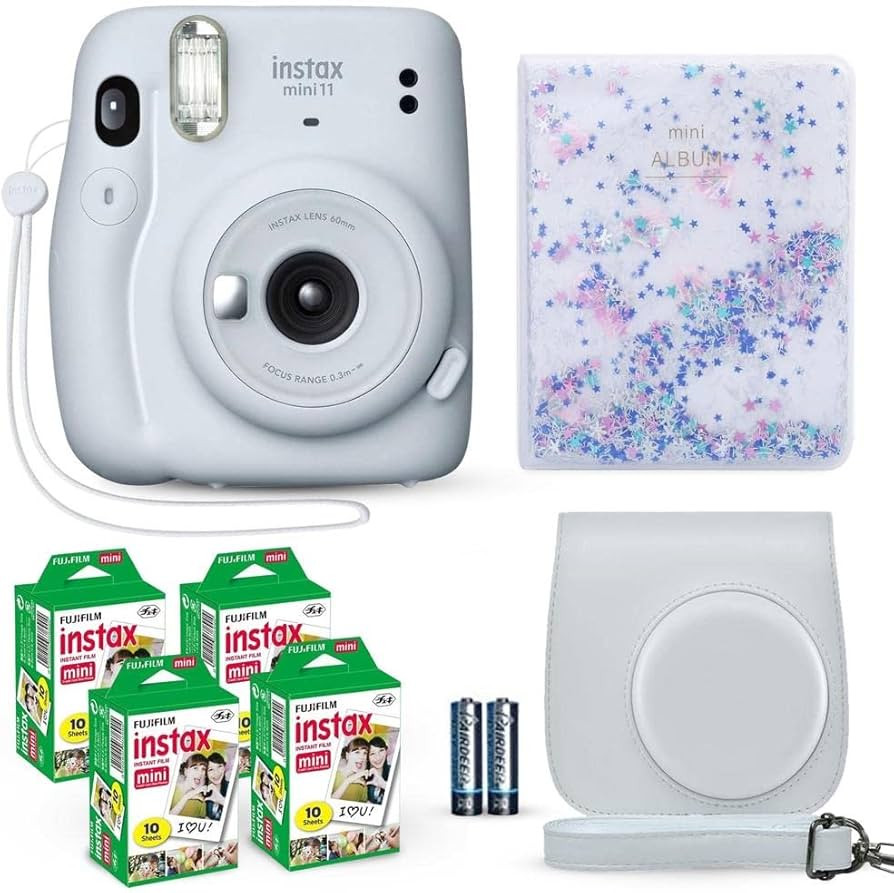 Amazon.com : Fujifilm Instax Mini 11 Instant Camera Ice White + Fuji Film Value Pack (40 Sheets) + Shutter Accessories Bundle, Incl. Compatible Carrying Case, Quicksand Beads Photo Album 64 Pockets : Electronics | Amazon (US)