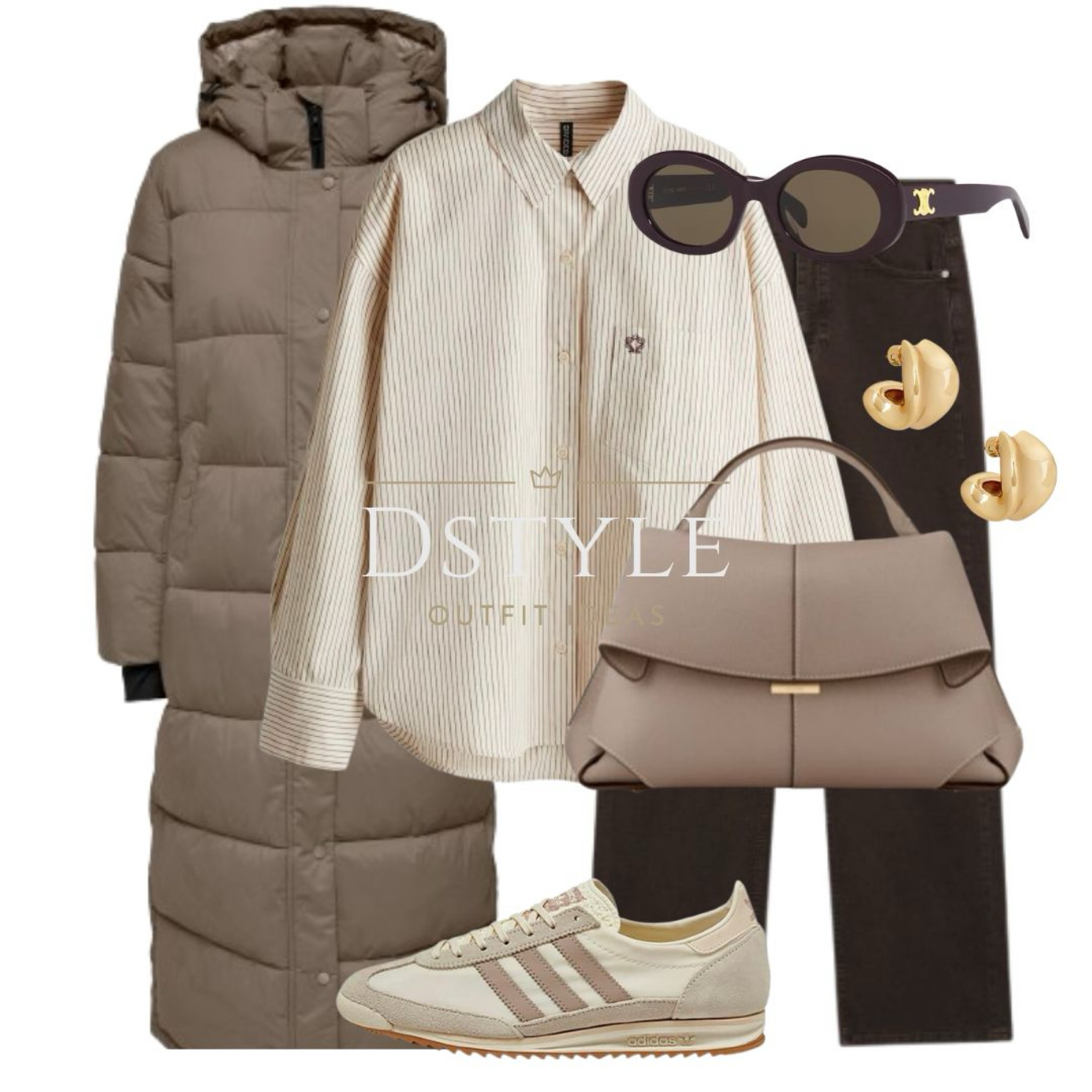  Grey / Walnut puffer coat/ jacket, light beige/pinstriped oversized cotton shirt, brown straight fit jeans, Adidas Sl72 sneakers/ trainers, bag - Polene Mokki Edition Textured Taupe

 

#LTKStyleTip #LTKShoeCrush #LTKWorkwear