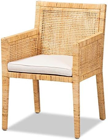 Amazon.com - Baxton Studio Karis Chairs, Natural/White - Chairs | Amazon (US)