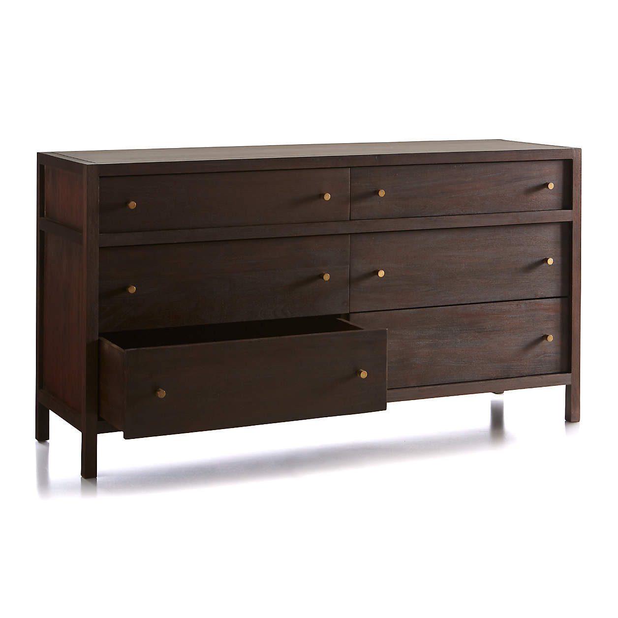 Keane 64" Espresso Wood 6-Drawer Dresser + Reviews | Crate & Barrel | Crate & Barrel