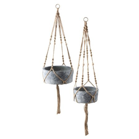 Imax Set Of 2 Abelina Macrame Hanging Planters 26700-2 | Walmart (US)