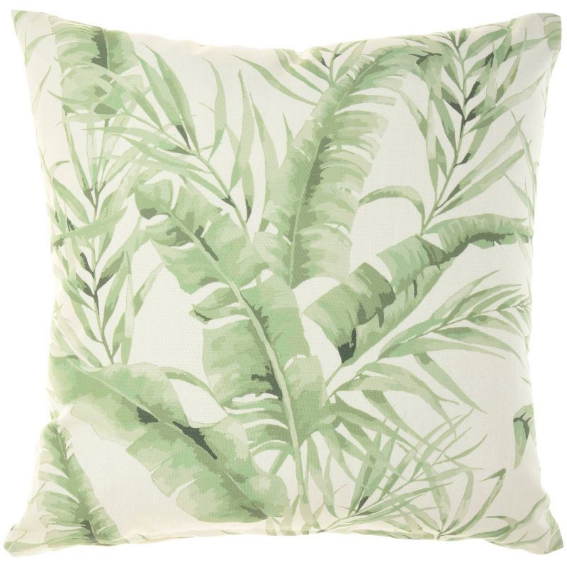 18"x18" Reversible Indoor/Outdoor Banana Leaf and Chevron Print Square Throw Pillow - Mina Victor... | Target