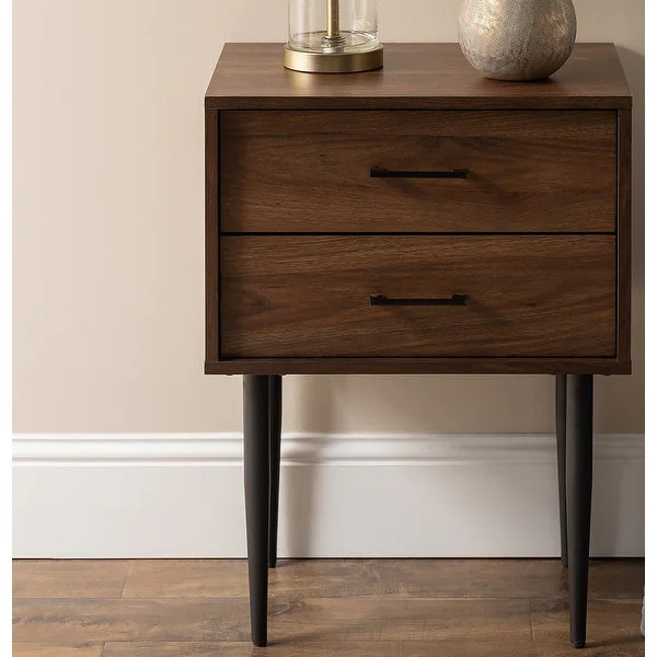 Carson Carrington Notto Modern 2-drawer Side Table - Dark Walnut | Bed Bath & Beyond