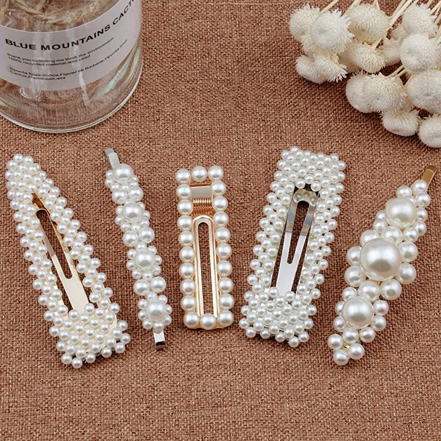 Warmfits Pearl Hair Clips 5pcs Elegant Hair Pins Barrettes | Amazon (US)