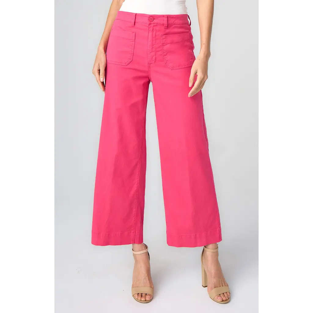 Liverpool Los Angeles High Waist Patch Pocket Crop Wide Leg Pants in Diva Pink at Nordstrom, Size 0 | Nordstrom