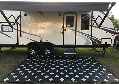 RV Mat Patio Rug Plus Pattern 9x16 Tan/Dark Charcoal | Amazon (US)