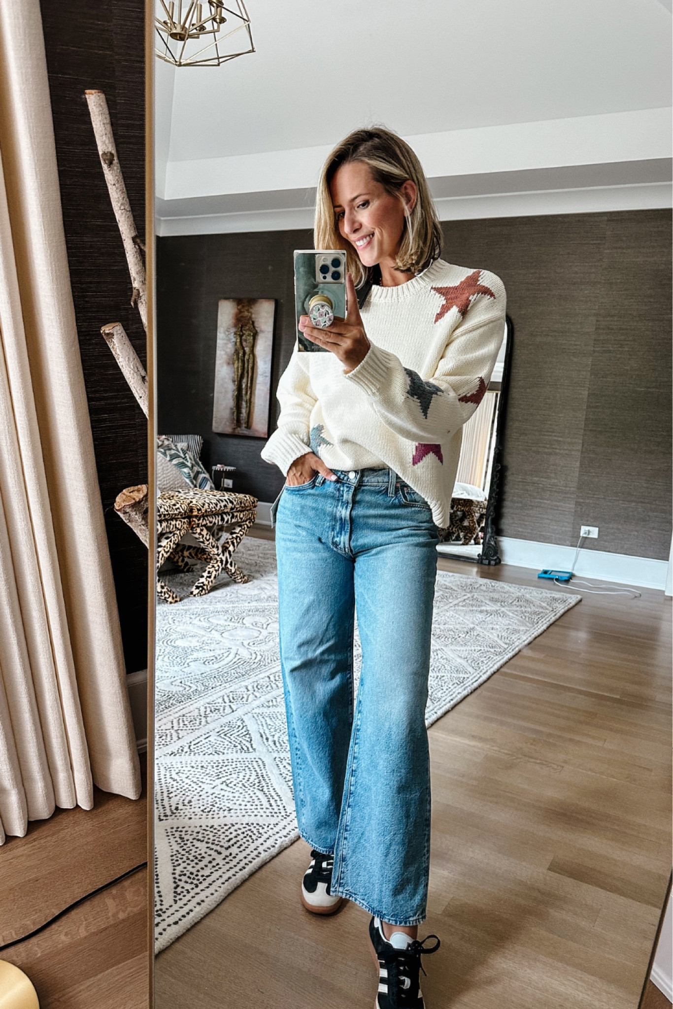 Do I need another star sweater? No, I don’t. BUT…hear me out. I bought a similar style sweater from this same brand from the sale last year and I’ve worn the hell out of it. This year’s version is even better. I love the muted colors and it’s a bit thicker and better quality. So, I scooped it up. I’m wearing small.

#LTKxNSale #LTKStyleTip