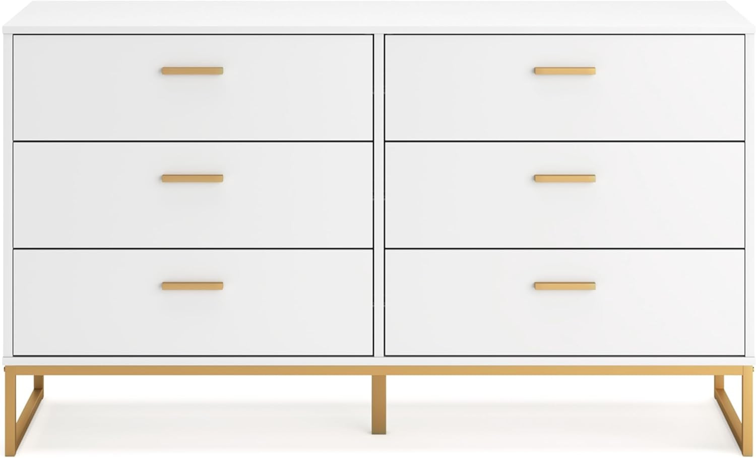 Signature Design by Ashley Socalle Modern 6-Drawer Dresser with Safety Stop, White & Metallic | Amazon (US)