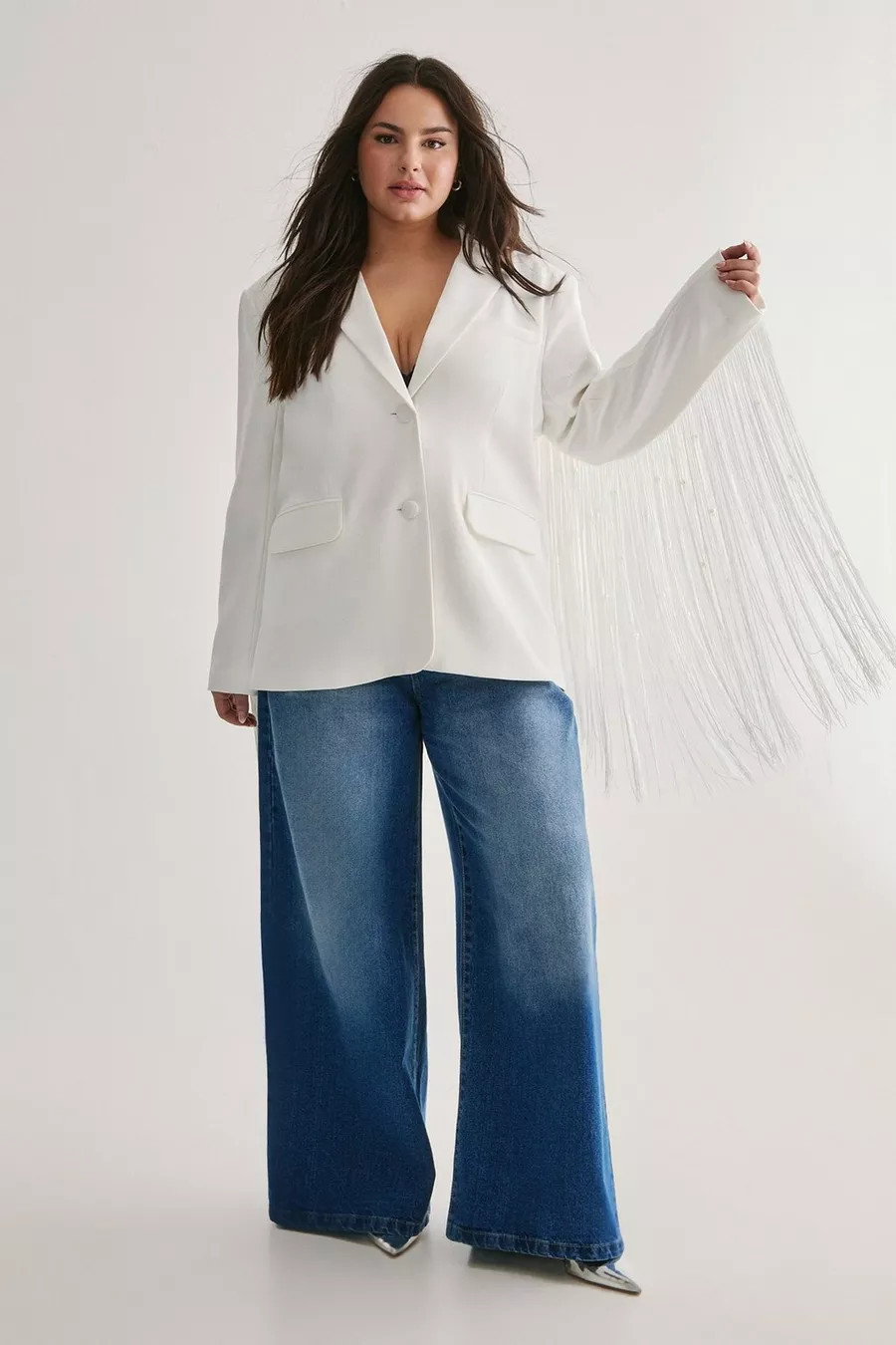 Plus Premium Pearl Trim Fringe Blazer | Nasty Gal US