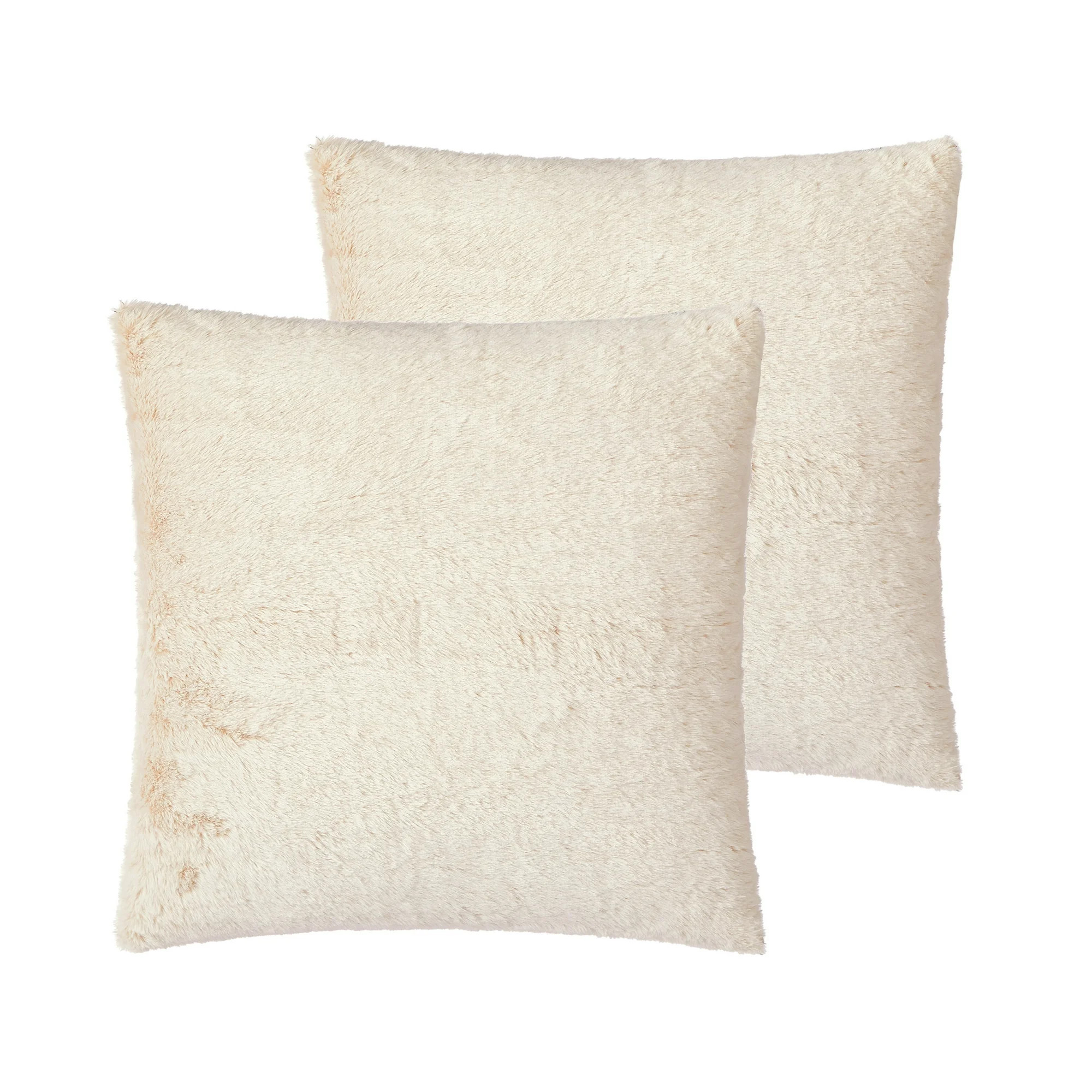 Better Homes & Garden 2pk Faux Tip Dyed Fur Decorative Pillows,  20" x 20" Beige | Walmart (US)