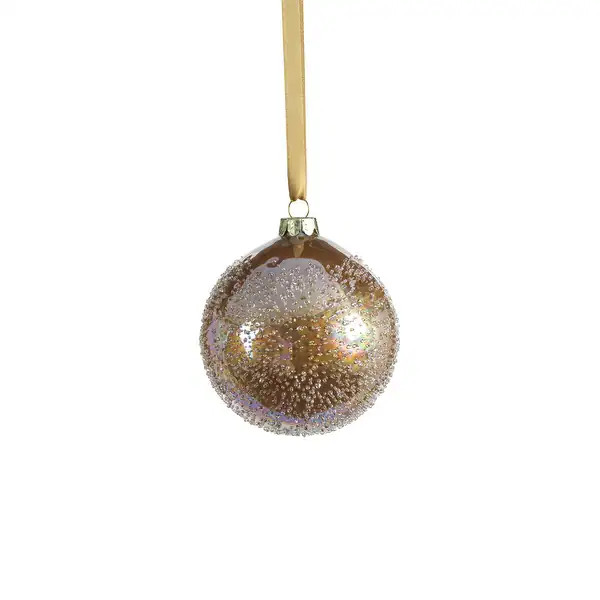 4" Sugar Bead Luster Gold Glass Ball Ornaments, Set of 6 - Bed Bath & Beyond - 38443561 | Bed Bath & Beyond