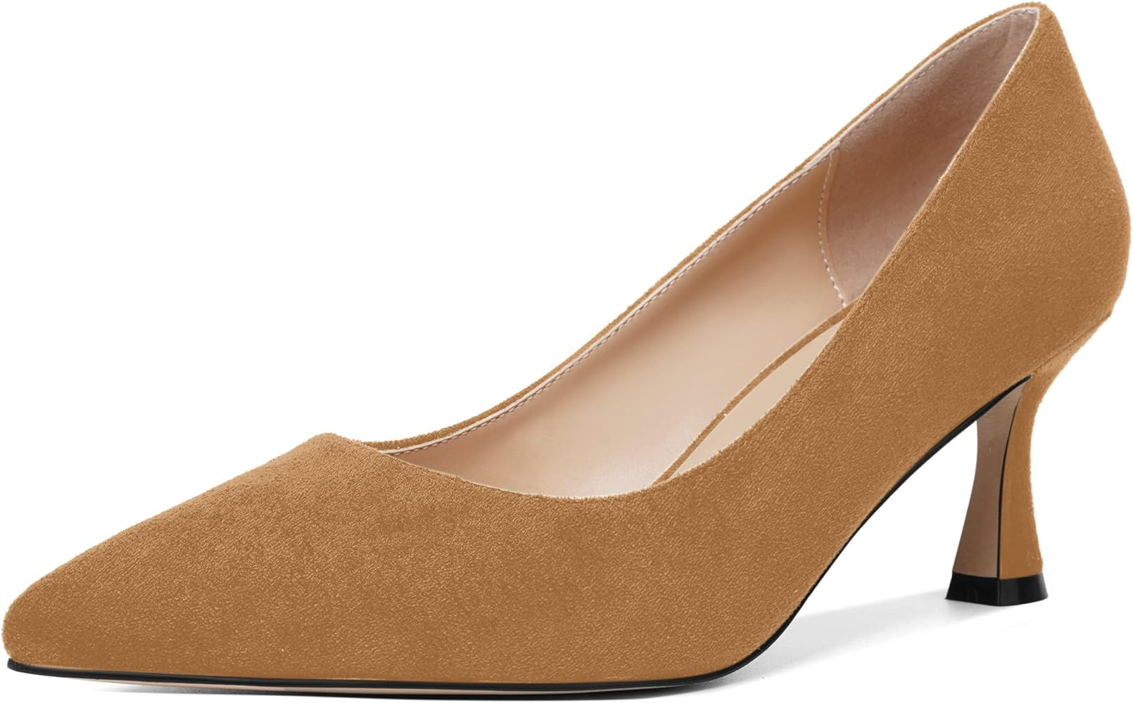 MOVINSTEPS Womens Pointed Toe Evening Sexy Suede Slip On Stiletto Mid Heel Pumps Shoes 2.5 Inch | Amazon (US)